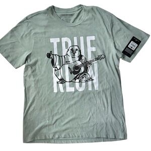 True Religion Buddha Tee Sage Green Mineral Wash MENS Size L